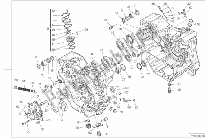 All parts for the 010 - Half-crankcases Pair of the Ducati Multistrada 950 S SW Thailand 2019